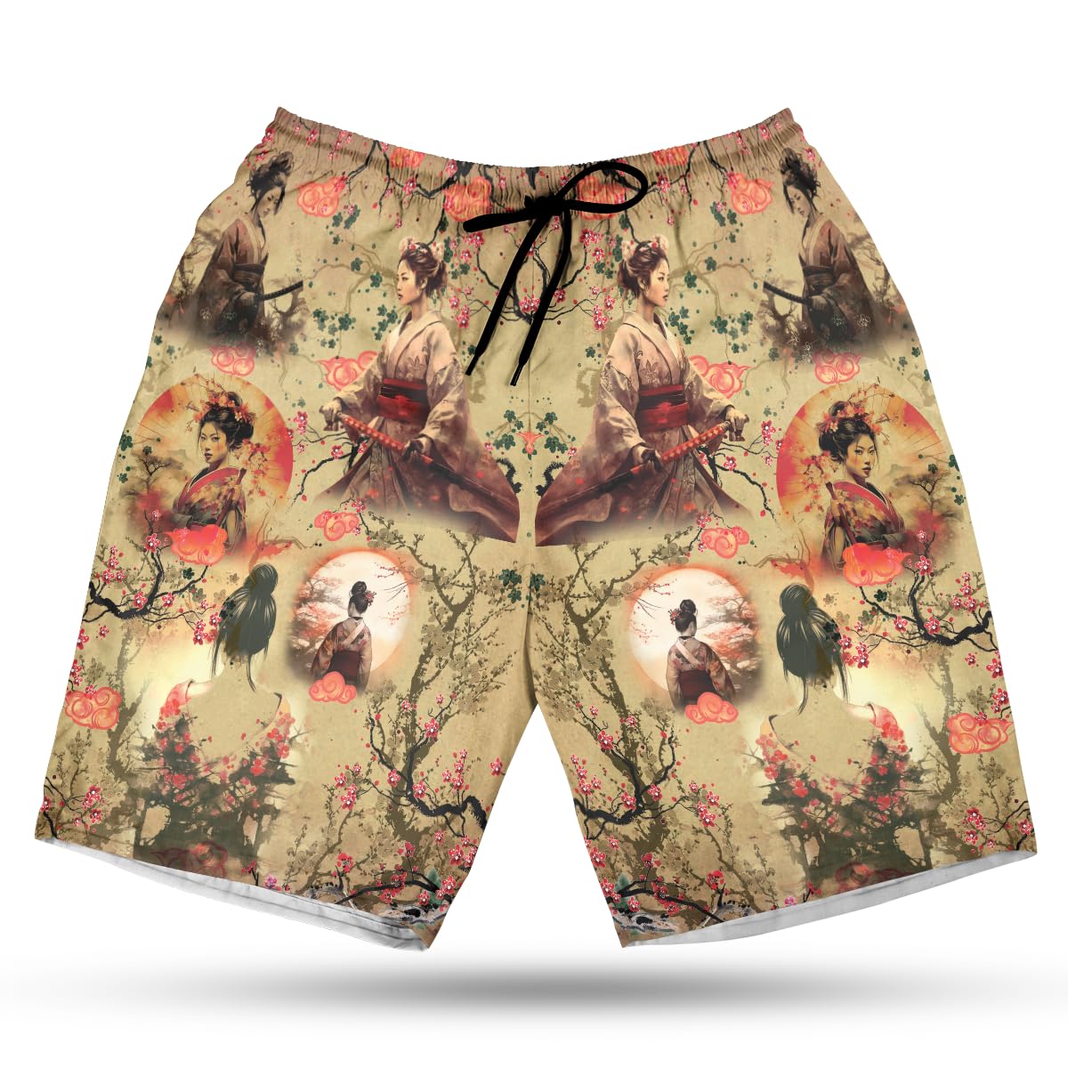 Shorts De Baños Guerrero Japonés Cortos De Baños Casual Pantalones Cortos Hombreligeros Deportivos Hombres Short para Gimnasio Playa Uso Diario
