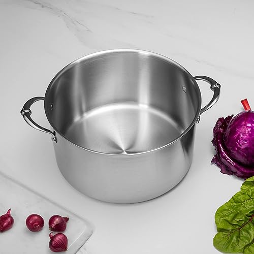 Miniatura 6 de Thomas Keller Insignia by Hestan - Olla de acero inoxidable de 12 cuartos de galón, compatible con placa de inducción