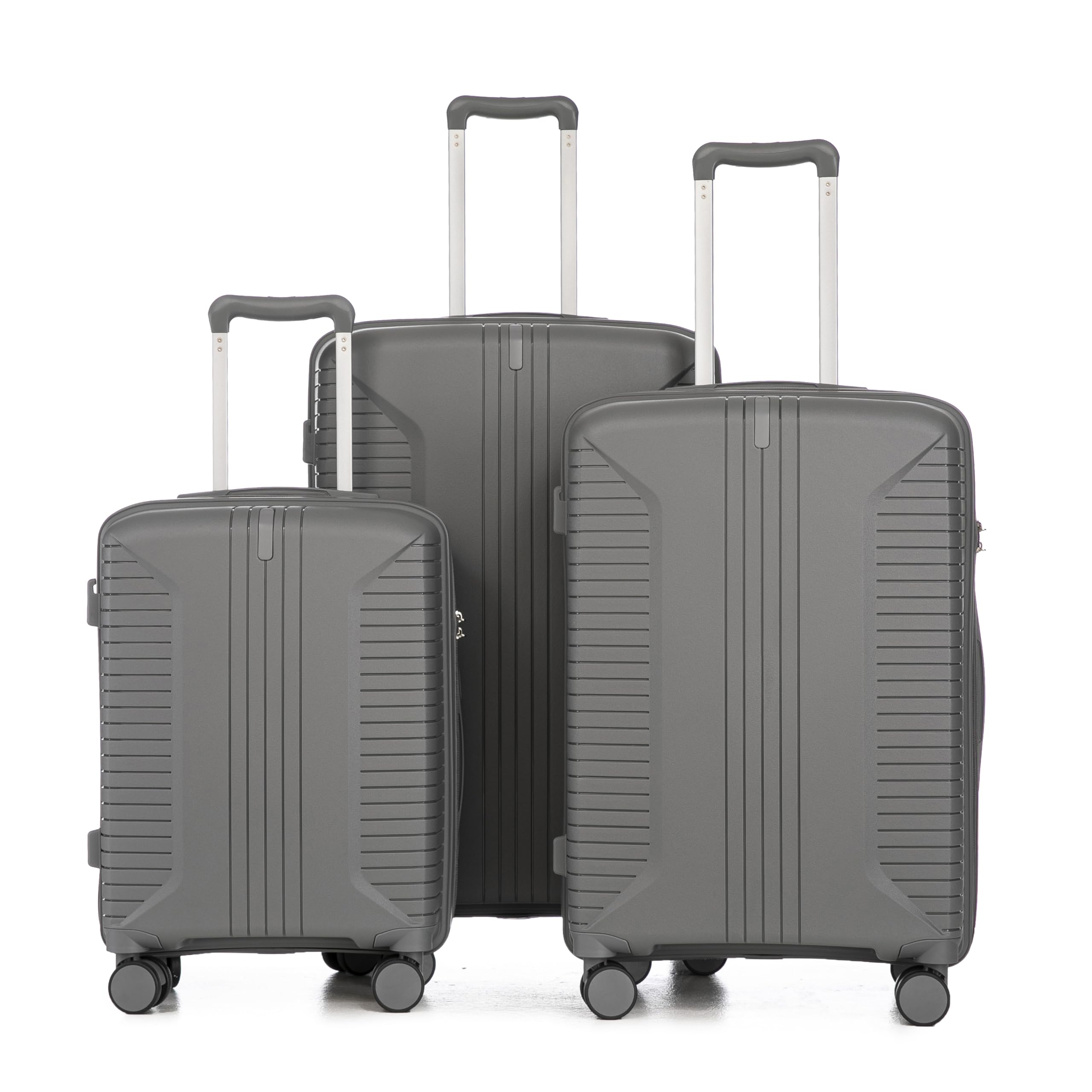LIFEISLE Hartschalen-Koffer Trolley Handgepäck Rollkoffer, Reisekoffer Set mit 4 Rollen, 3er Gepäckset, Silbergrau