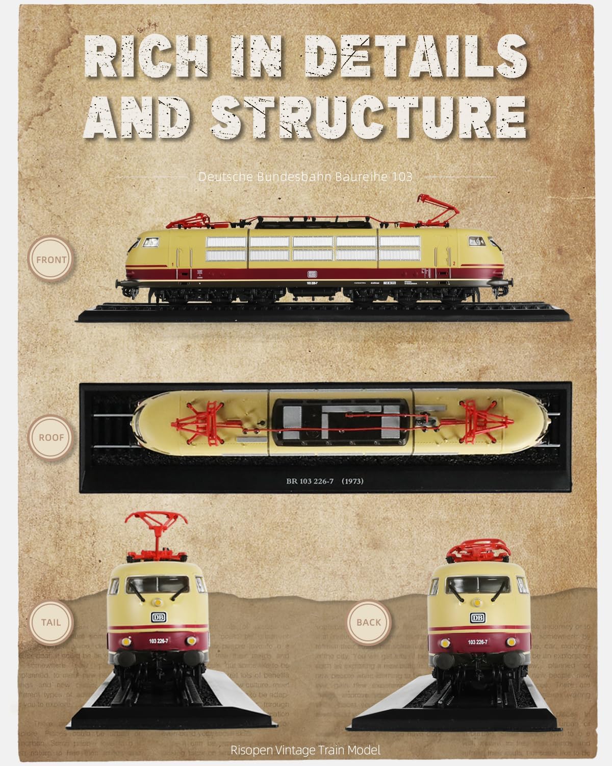 1:87 Skala 1973 BR103 226-7 Plastikspielzeug Zug Modell Zug Set Keine Versammlung erforderlich Geschenk Dekoration für erwachsenes Kind (gelb)