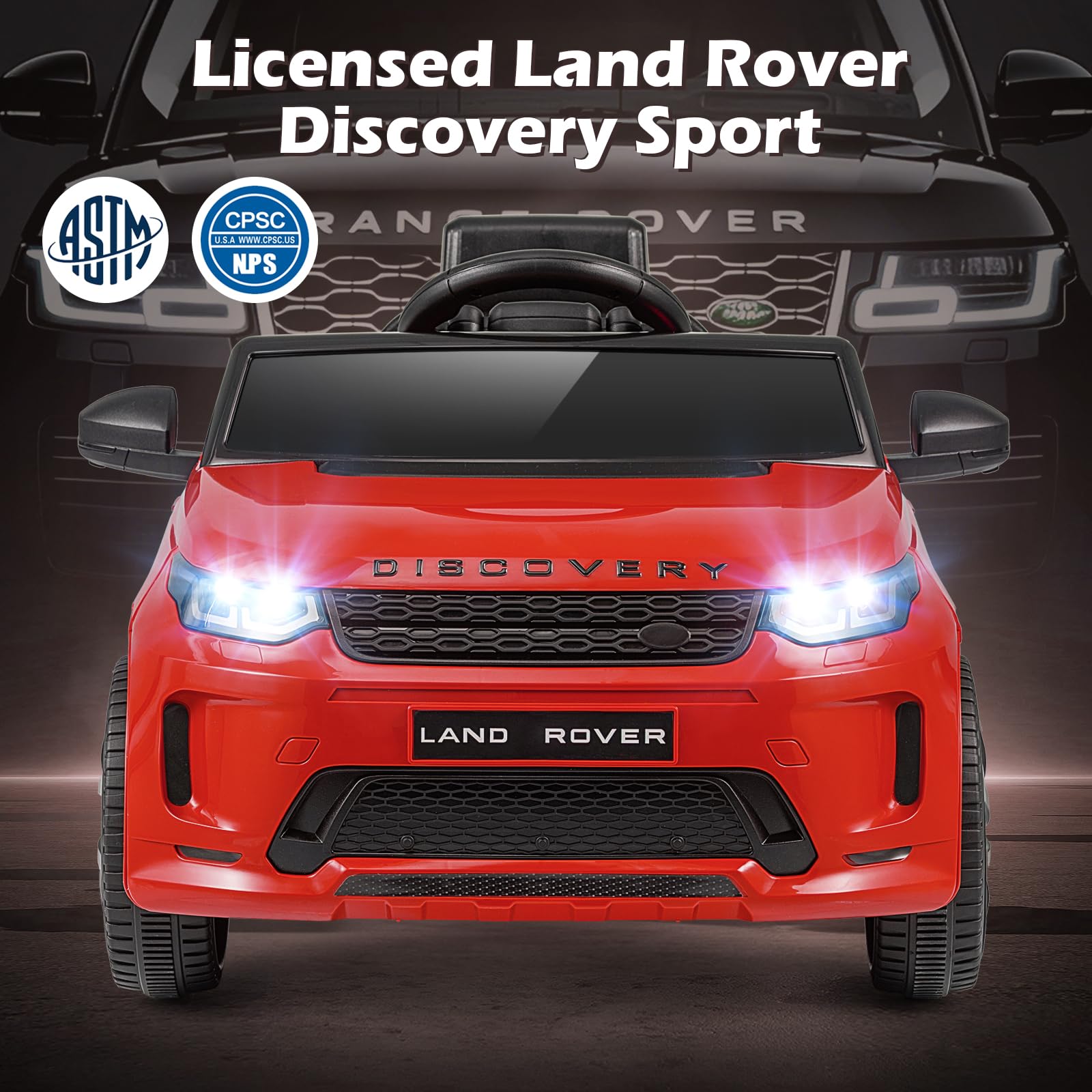 Costzon Auto elettrica Land Rover Discovery Sport, 12 V, con telecomando per genitori, musica, clacson, canzone, regalo per bambini dai 3 anni in su (rosso, 96,5 x 61 x 43,2 cm (lunghezza x larghezza