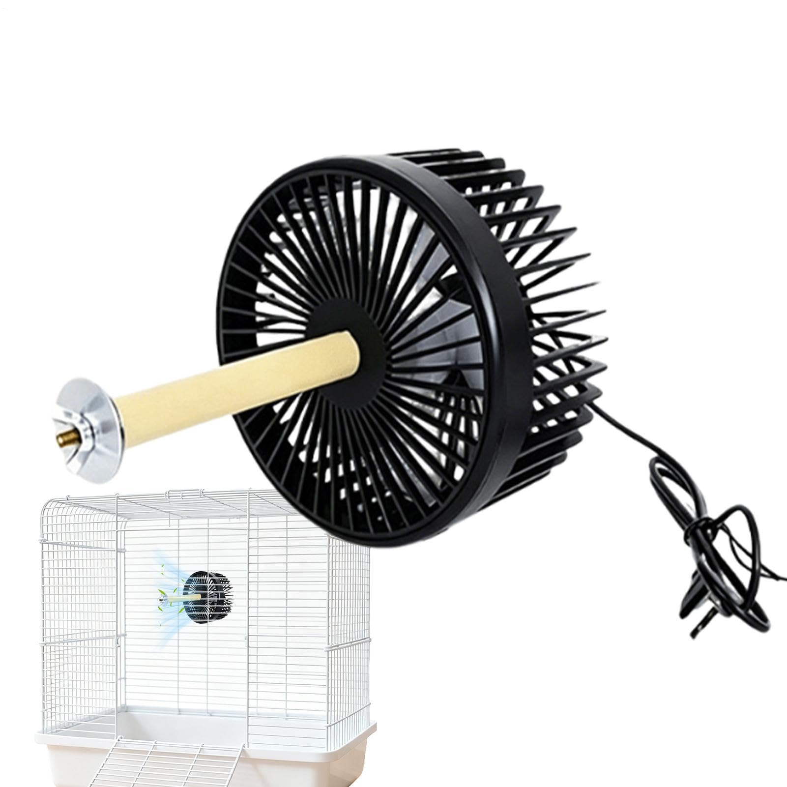 Ventilatore per Gabbie Cani 2 Velocità Flusso d'Aria Indiretto Silenzioso | Ventilatore Rinfrescante da Gabbia Pappagalli per Calopsitte, Gatti, Pappagalli, Loricheti, Inseparabili, Conuri, Canari