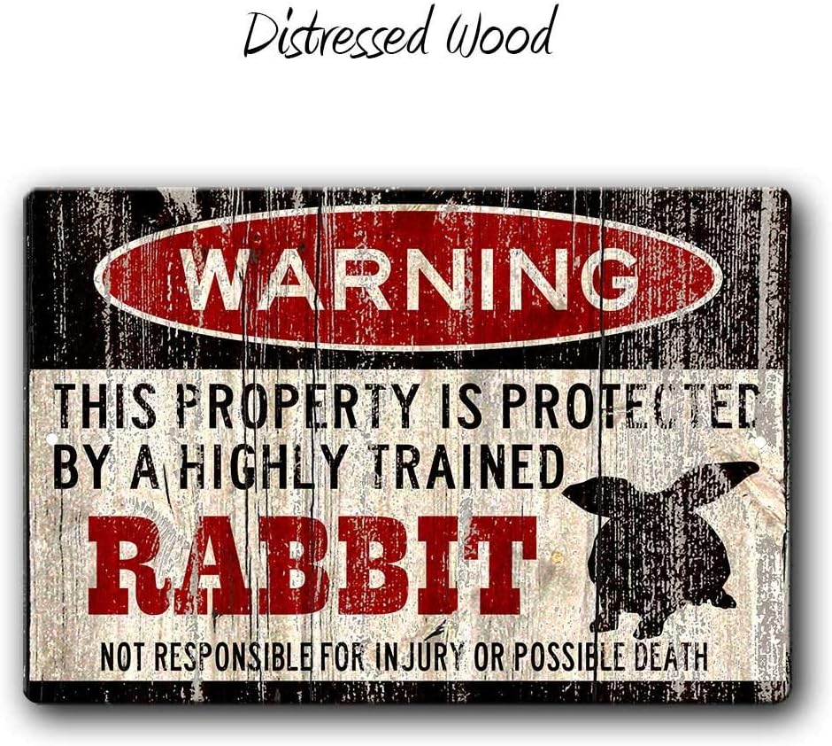 Rabbit Warning Sign, Rabbit Gift, Rabbit cage accessories, Rabbit lover gift, Rabbit Home Decor, 12 x 8 inch Aluminum Warning Sign