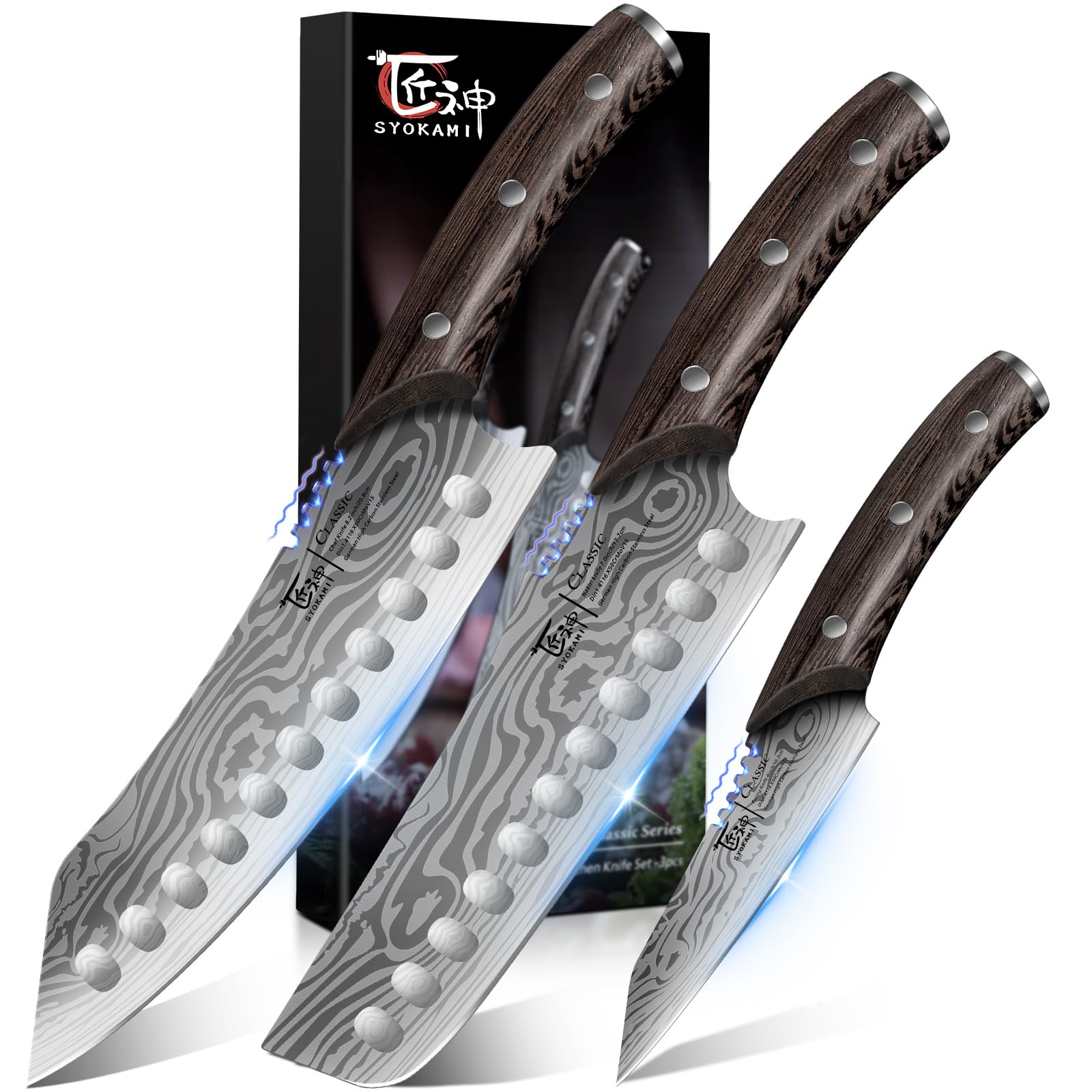 Kitchen Knife Set 3-Piece Japanese Style Chef Knives Set 8 2 Kiritsuke 7 2 Nakiri 4 Paring for