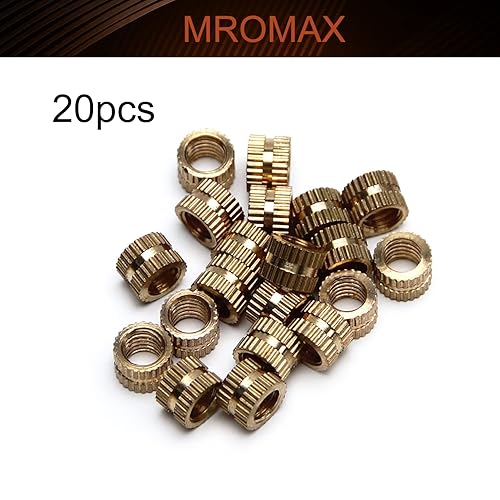 Miniatura 4 de MroMax Tuercas de inserción moleteadas M6, rosca métrica hembra M6x6x8mm, inserción roscada moleteada de latón, ajuste prensado a través de los