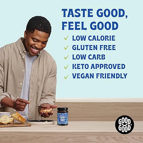 Miniatura 6 de GOOD GOOD Mermelada de arándanos sin azúcar añadida  Jalea apta para dieta cetogénica, baja en carbohidratos, baja en calorías y vegana  apta para