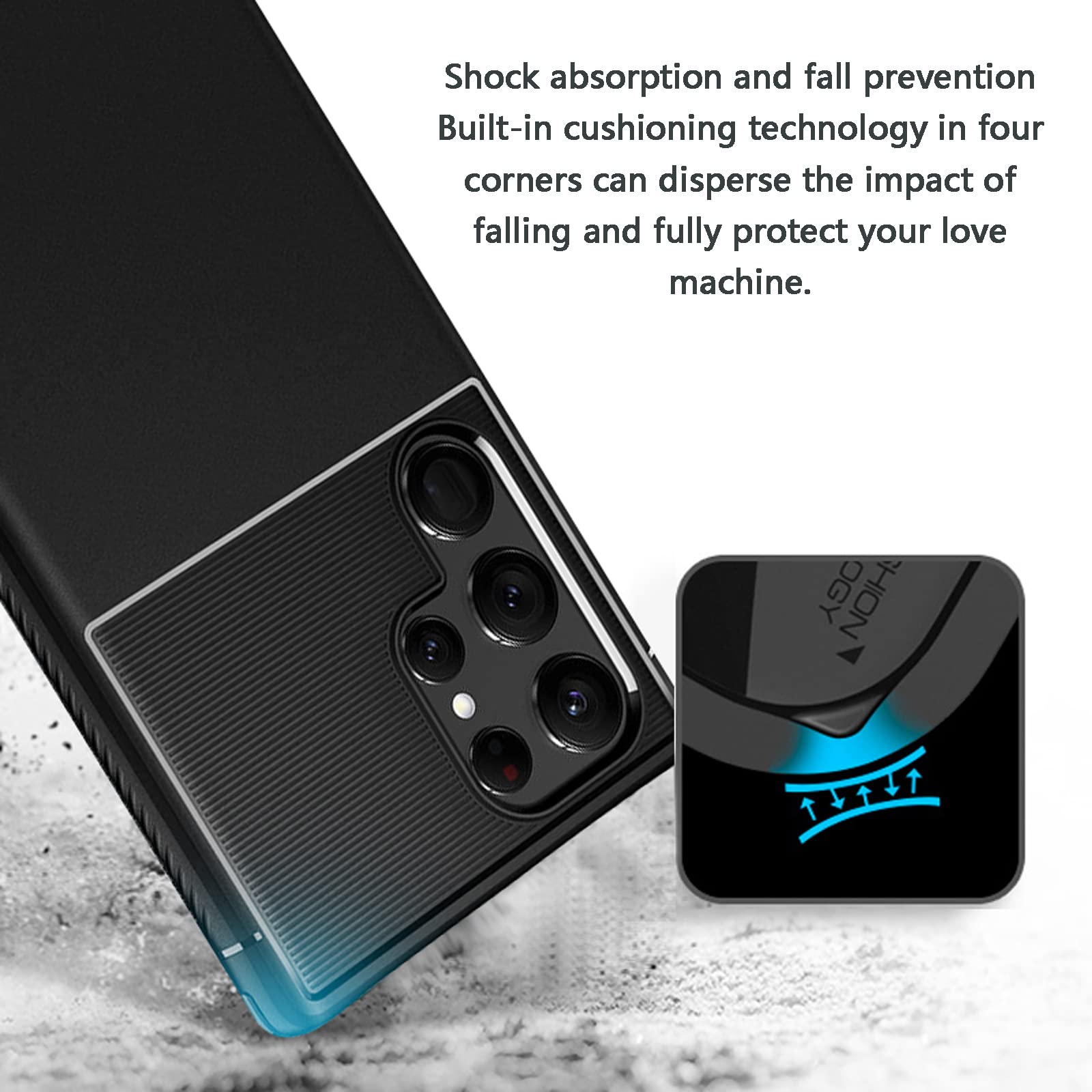 Funda para Samsung Galaxy S22/S22plus/S22 Ultra, Anti-Choques Silicona Funda con Soporte para Bolígrafo S Y Protección Cámara Antideslizante Resistente Al Carbono Estuche,S22 Ultra 6.8"