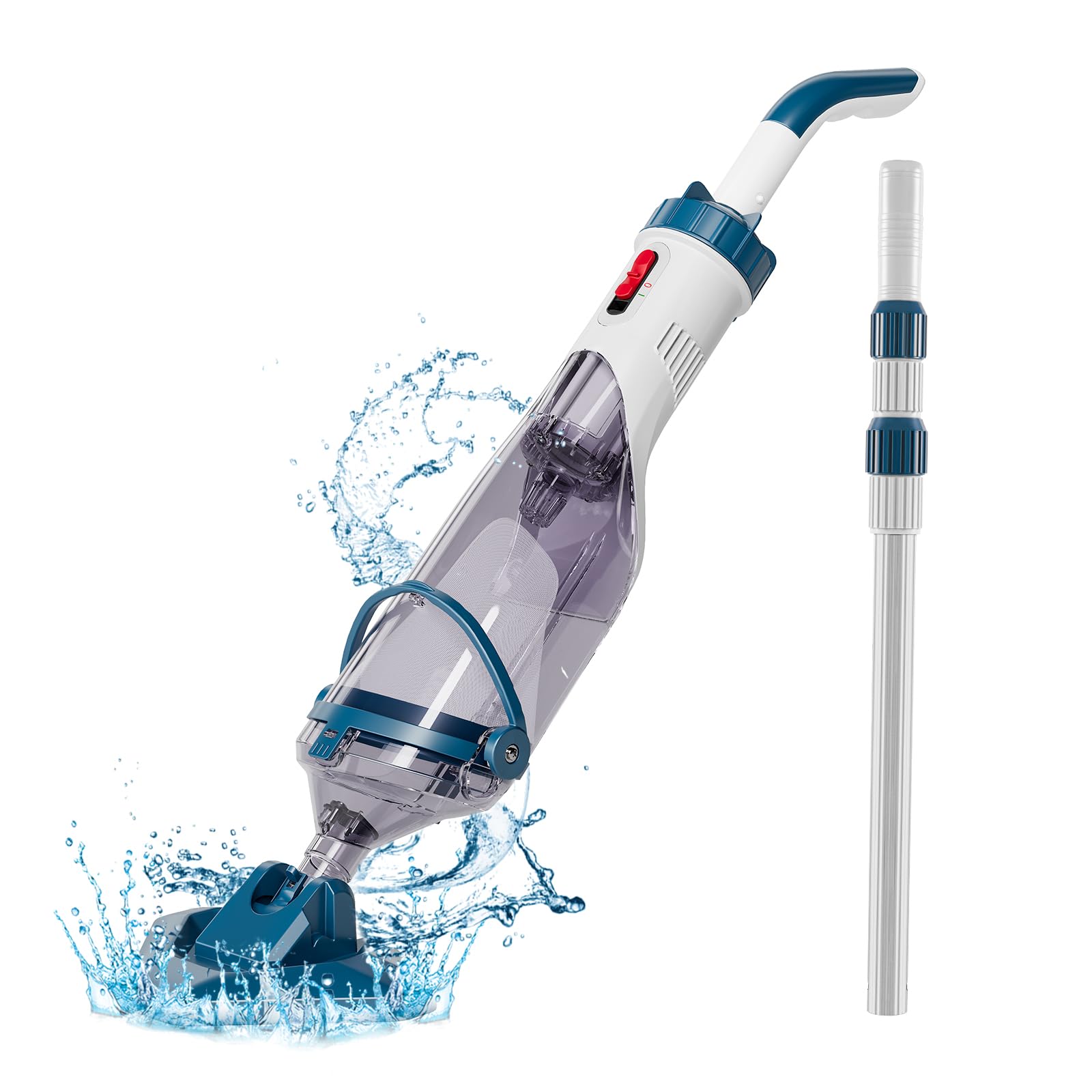 Enhulk Aspirador de Piscina con batería, hasta 60 Minutos de autonomía, Aspirador de Piscina con pértiga telescópica, succión de 4200 l/h, Ideal para Piscinas elevadas, spas y más, Azul ClimeCo Certified