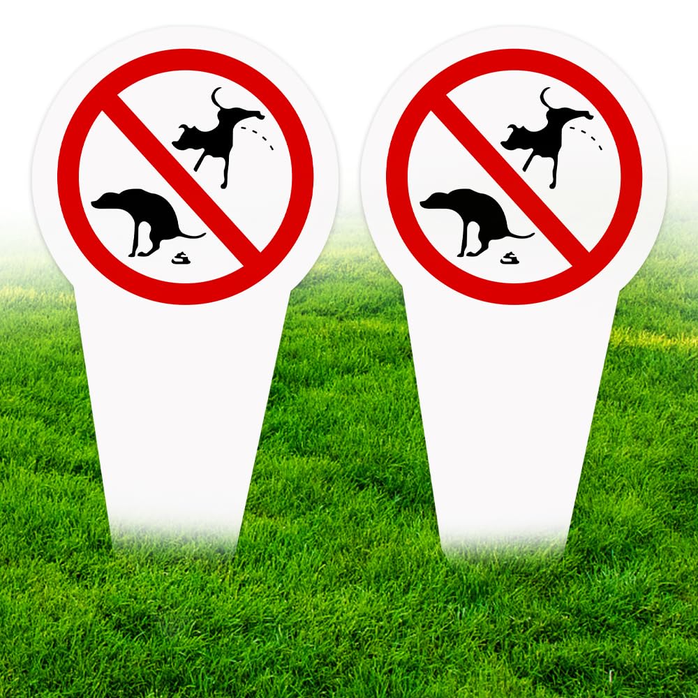 2 Pezzi Cartello No Cacca e Pipì per Cani, 30 x 15 cm, Cartelli di Divieto di Pipi per Cani, Cartello Divieto di Cacca cani per Prato Parco Giardini,Protezione UV Resistente Alle Intemperie,PVC