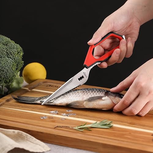 Miniatura 8 de LIVINGO Juego de tijeras de cocina multiusos, acero inoxidable resistente, tijeras de alimentos para cortar carne, verduras, aptas para
