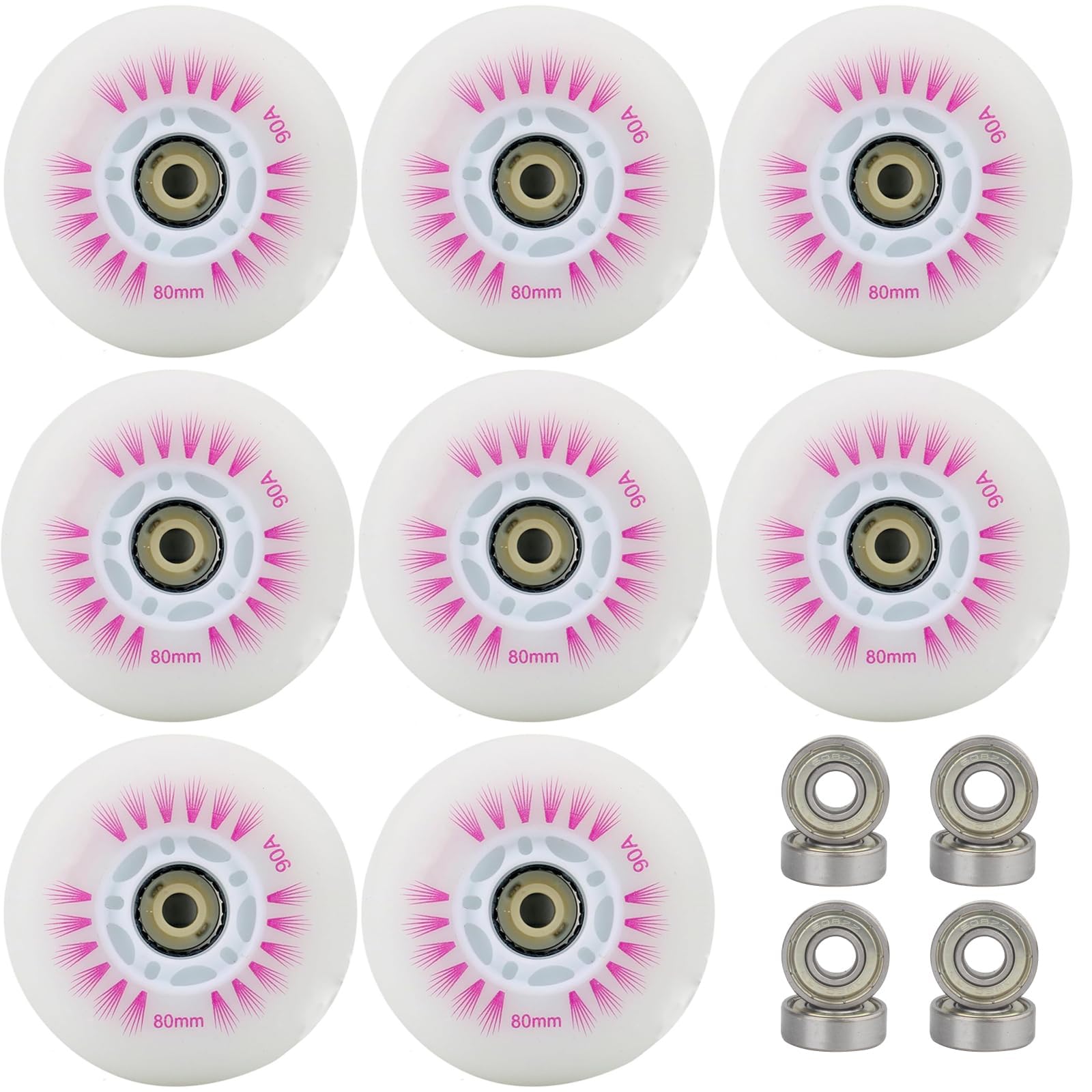 Inline Skate Rollen, 8er Pack, Red Flash Wheel Ersatzrollen für Skateboards, Scooter, Gepäck, Stabilisatoren