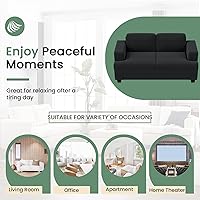 Vista 7 de Fiona's magic Sofá de Pana de 3 Plazas para Sala de Estar, Sofá Nube Negra de 89", Sofá de Piso de Asiento Profundo para Dormitorio, Cama Seccional