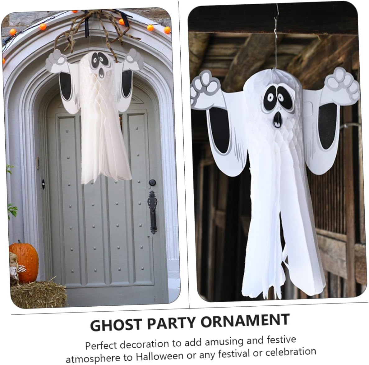 OSALADI Halloween Ghost Hanging Ornaments 2pcs Honeycomb Decorations Paper 3D Ghost Party Decor for Haunted House Bar Ktv Indoor Outdoor Use