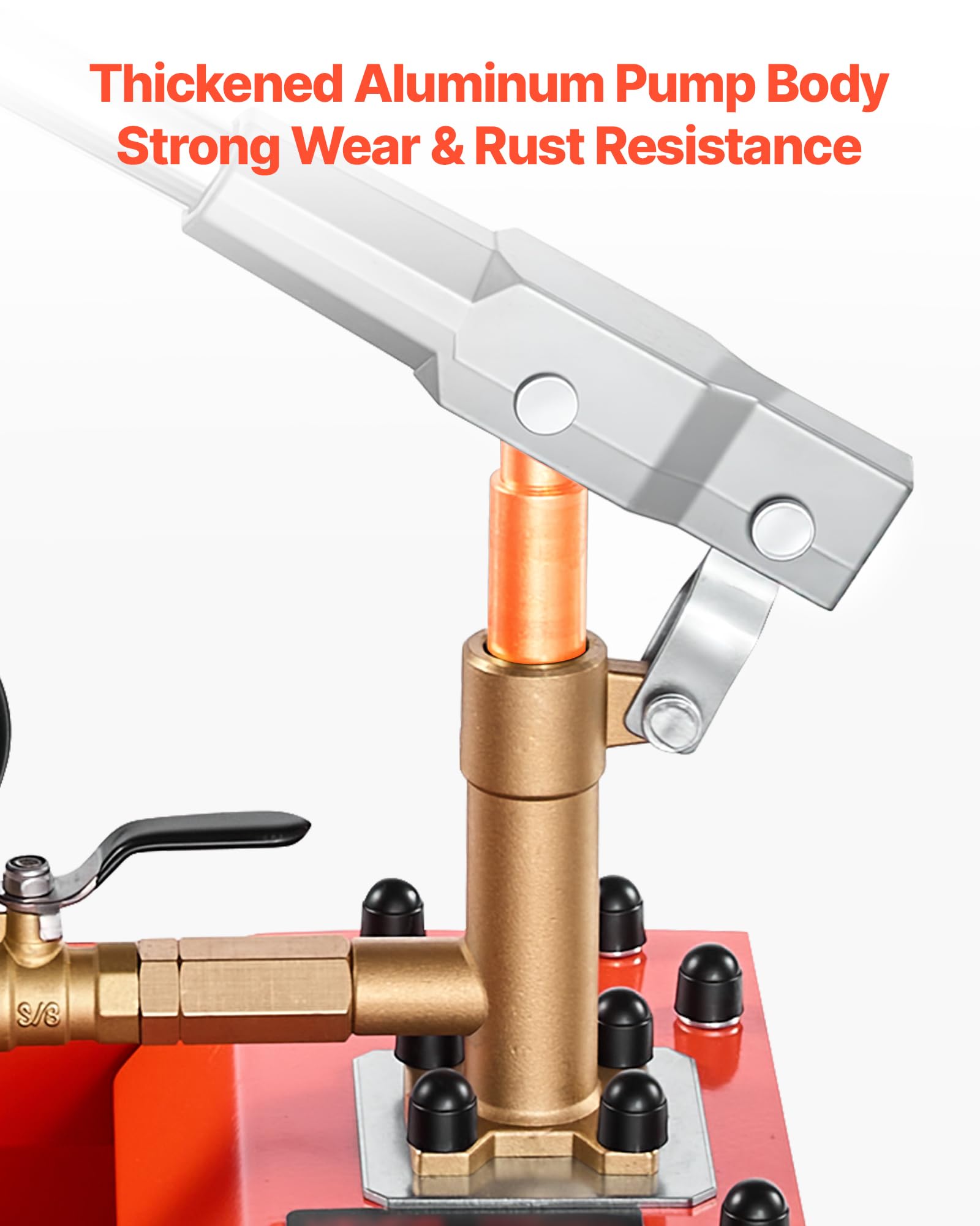 VEVOR Bomba de Prueba de Presión Hidráulica 7,57 L, Manual, Válvula Simple | Rango de prueba de 0-50 bar, Con Manómetro y Tanque, Material Resistente, Para Sistemas de Tuberías de Agua, Calefacción