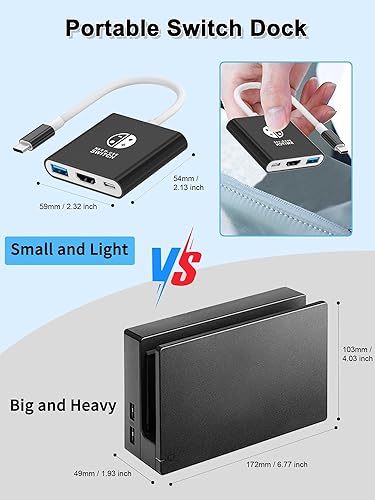 Miniatura 3 de Dnkeaur Switch Dock for Nintendo Switch & OLED, Switch Docking Station for TV, Nintendo Switch Base Accessories, Portable Switch Travel Dock, USB C