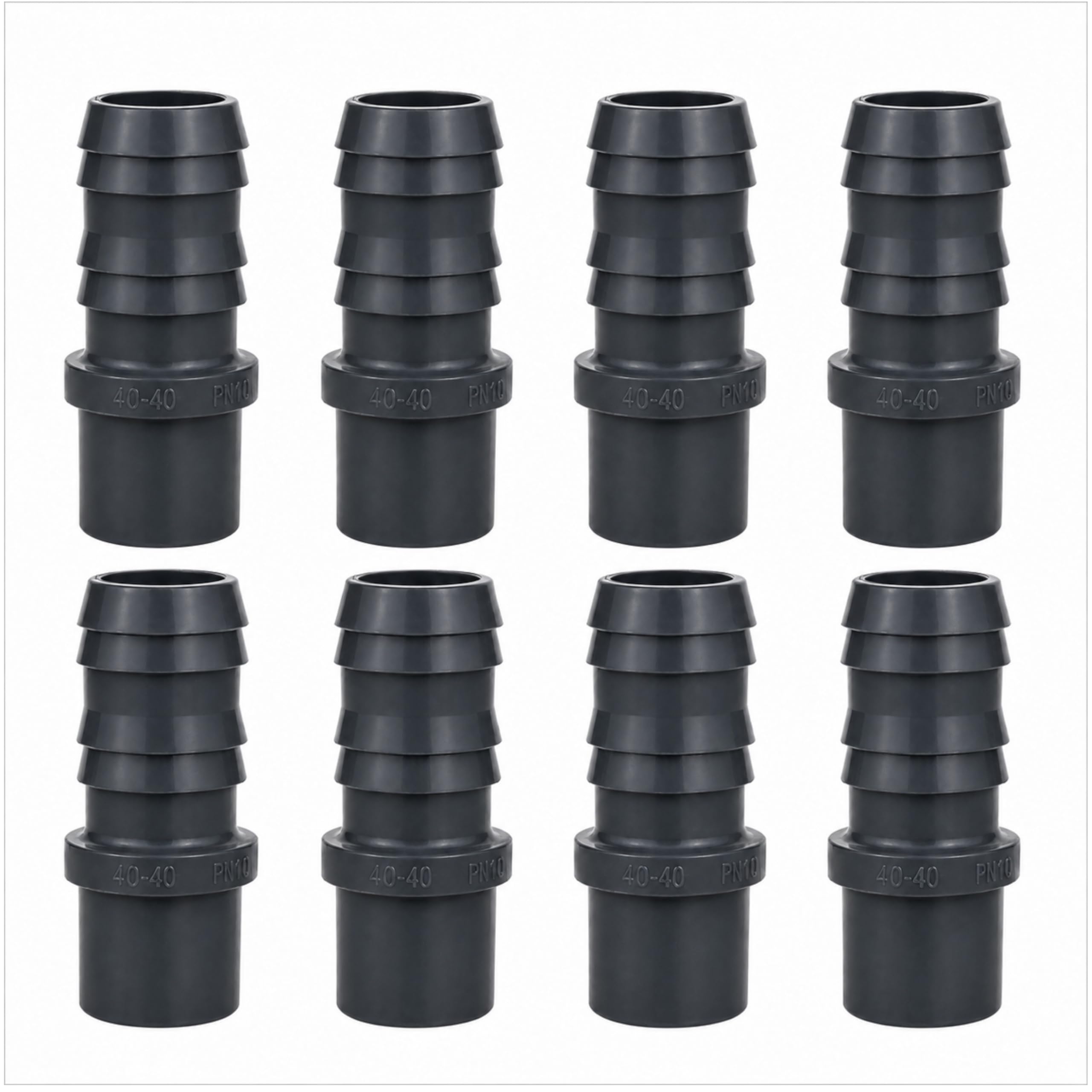 HAF® 8 x tulejka do węża ciśnieniowego PCW z 40 mm króćcem klejącym x 40 mm tulejka do węża - tulejka do węża z szarego PVC U do rur basenowych i wielu innych... Jakość: Made in Europe - ilość: 8