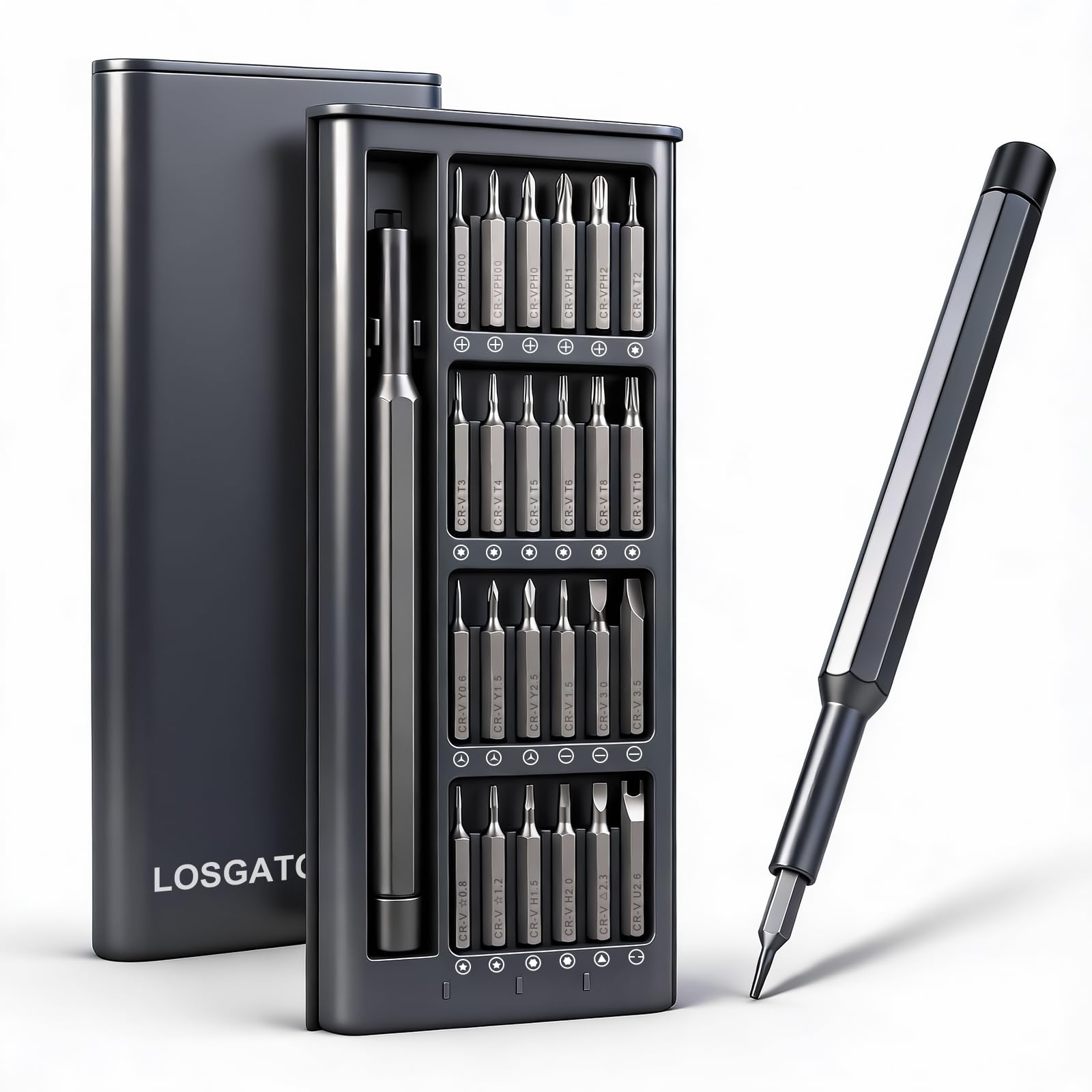Feinmechaniker Schraubendreher Set Mini Werkzeug: LOSGATOS Klein Schraubenzieher Set mit 24 S2 Bits - Präzision Reparatur Werkzeugset for Handy PC Laptop Macbook iphone Computer PS4 PS5 Brillen usw.