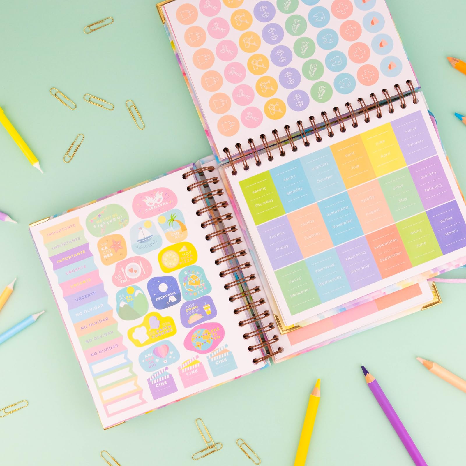 Takenote 2024 2025 Diary, Week to View, Size A5 (16.5 x 20.5 cm), Index with Each Month, Wire'o Ring Binding - Image 4