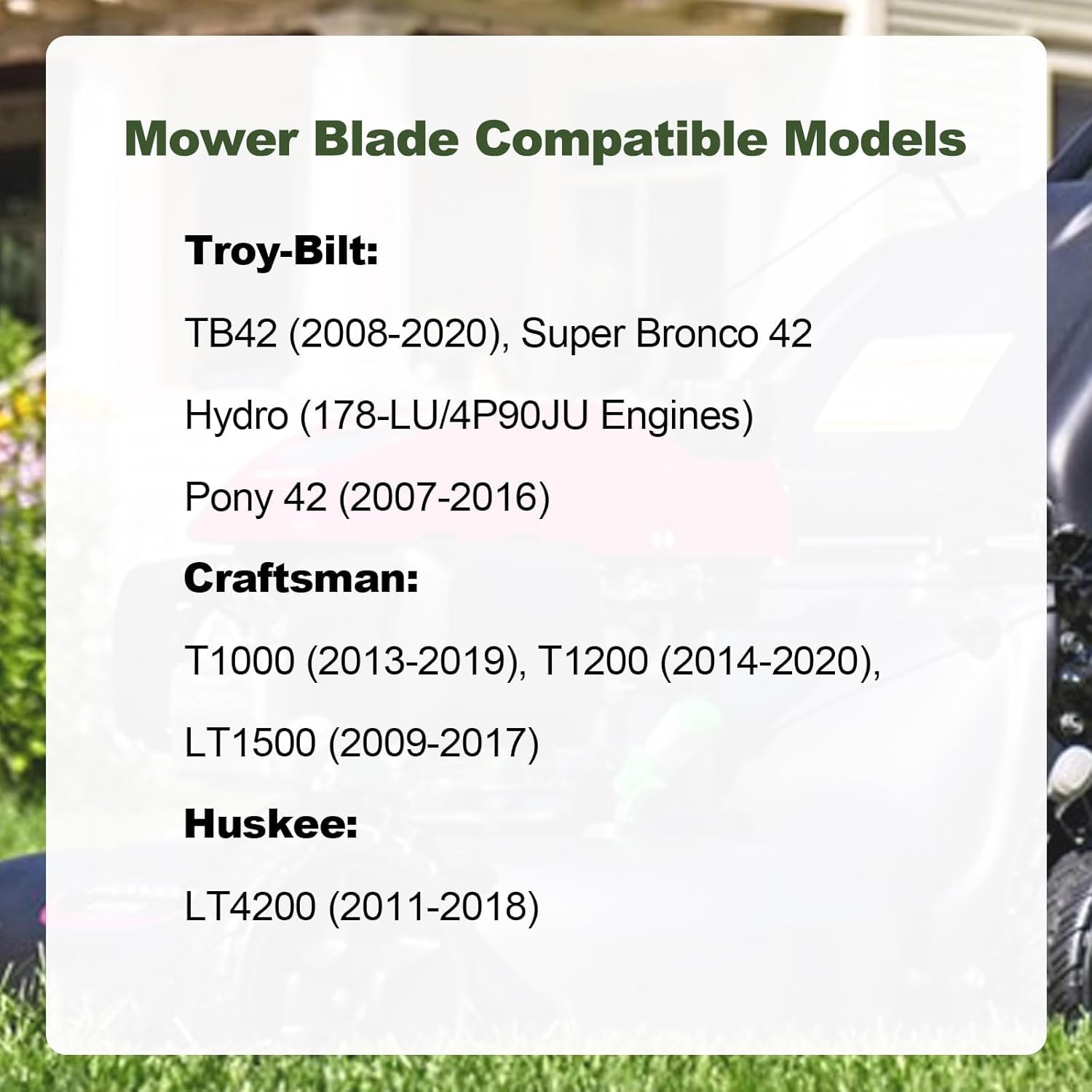 42" Deck Mower Tune Up Kit Compatible with Troy-Bilt TB42/Bronco/Pony 42 Craftsman T1000/T1200/LT1500 Huskee LT4200 942-04308 954-04060C 951-12260 with Blades, Belt,Air Filter,Oil Filter