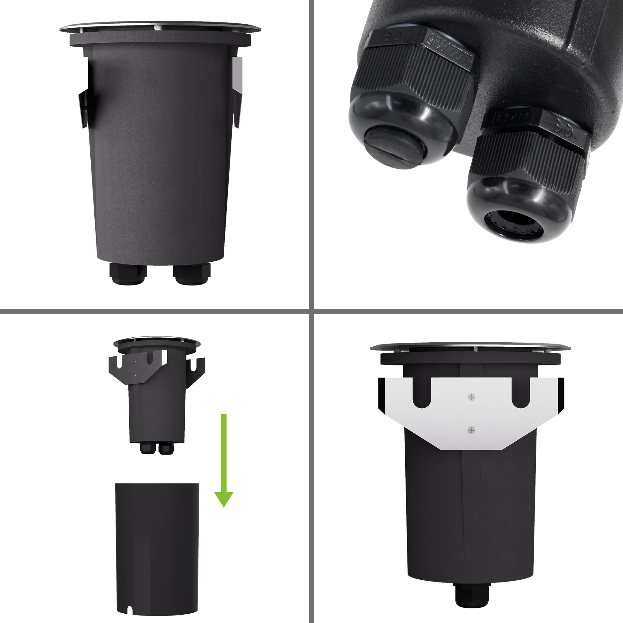 SSC-LUXon 3er Set JUAVI Bodeneinbaustrahler rund IP67 GU10 3 Lichtfarben 3W | Schwenkbare Bodenspots für Wege, Beet & Terrasse - einstellbare Lichtfarbe warm, neutral, kalt - durchschleifbar, befahrbar