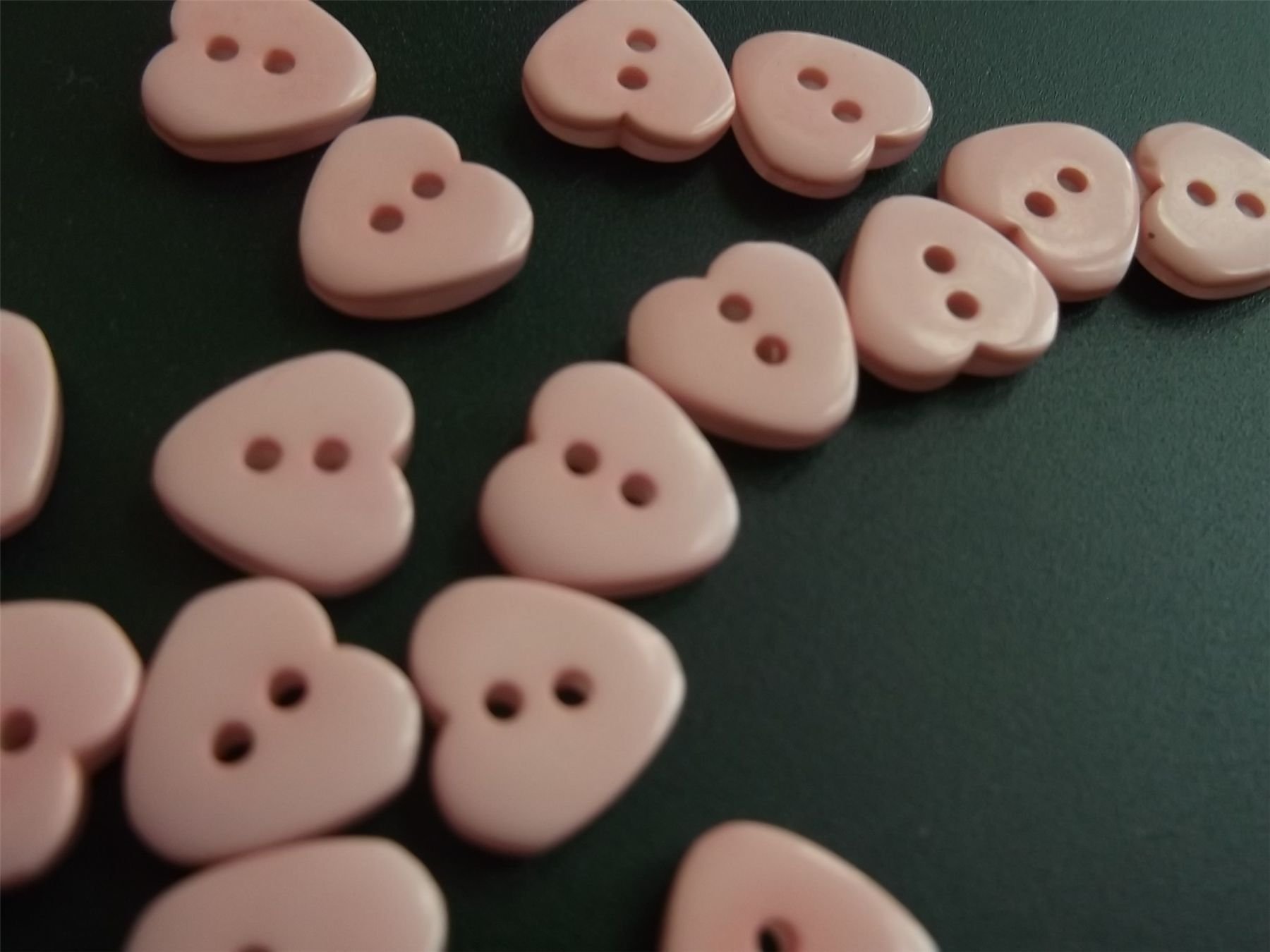 100 x Pink Heart Shape 11mm x 12mm Sewing Buttons. for Clothes, Bling, Jewellery. — image 1