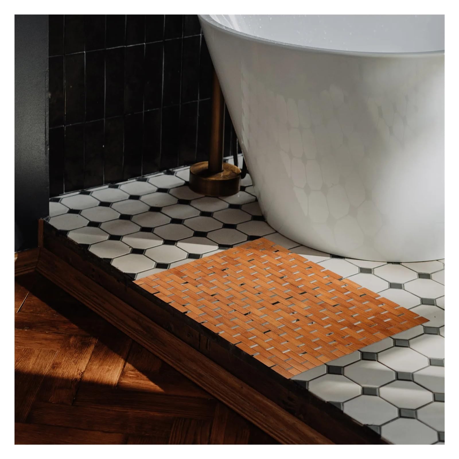 Alfombrilla de baño de Madera Alfombra de baño Piso Ducha Antideslizante | Bañera Baño Antideslizante Cuadrado Habitación Minimalista Dormitorio