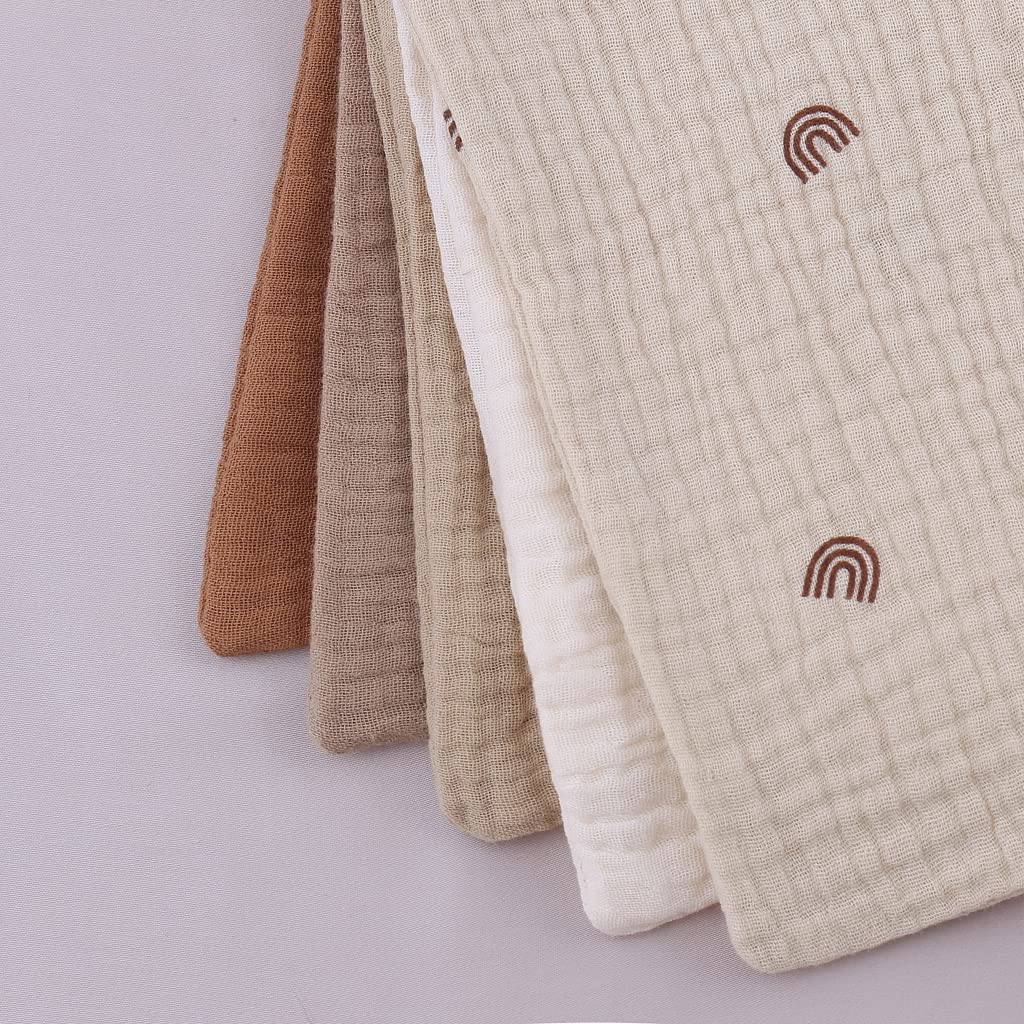 ZEKANXX 5 Pack Baby Muslin Squares Muslin Cloths For Baby Washcloths Natural Cotton Baby Wipes Baby Essentials for Newborn Baby Wiping Bathing Feeding - Image 3