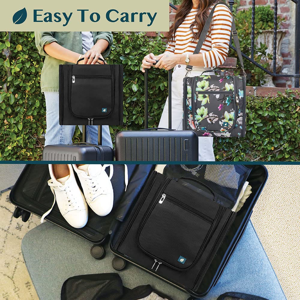PAVILIA Beauty case da viaggio da appendere per donne e uomini, organizer per articoli da toeletta da bagno, Nero , Extra Large (12x6x12.5), Beauty case