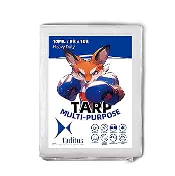 10 Mil Thick, 8x10 Feet, Multipurpose Waterproof Large Heavy