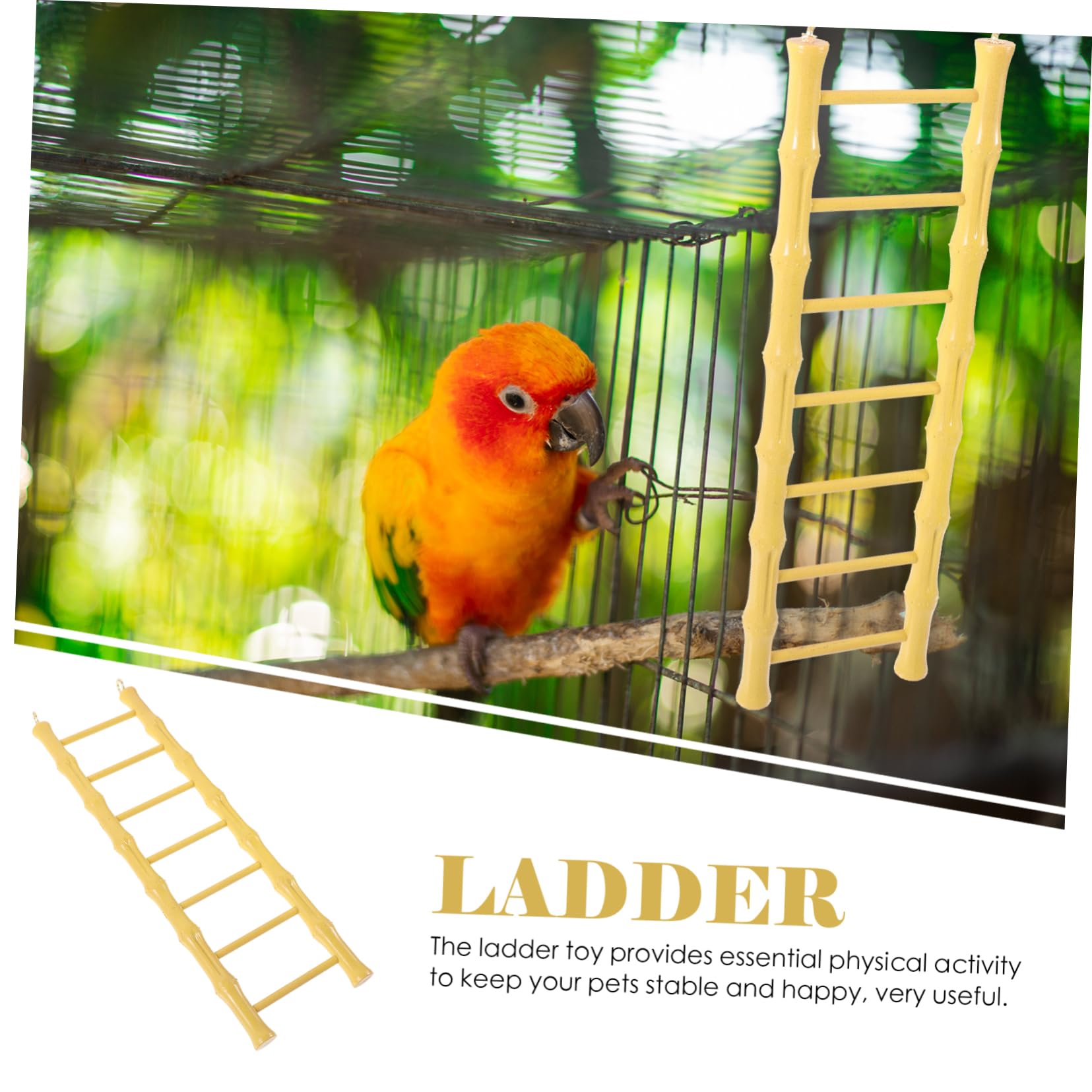 GRIRIW Bird Ladder for Parrots Budgies Hamster Climbing Steps Toy Rustic Design