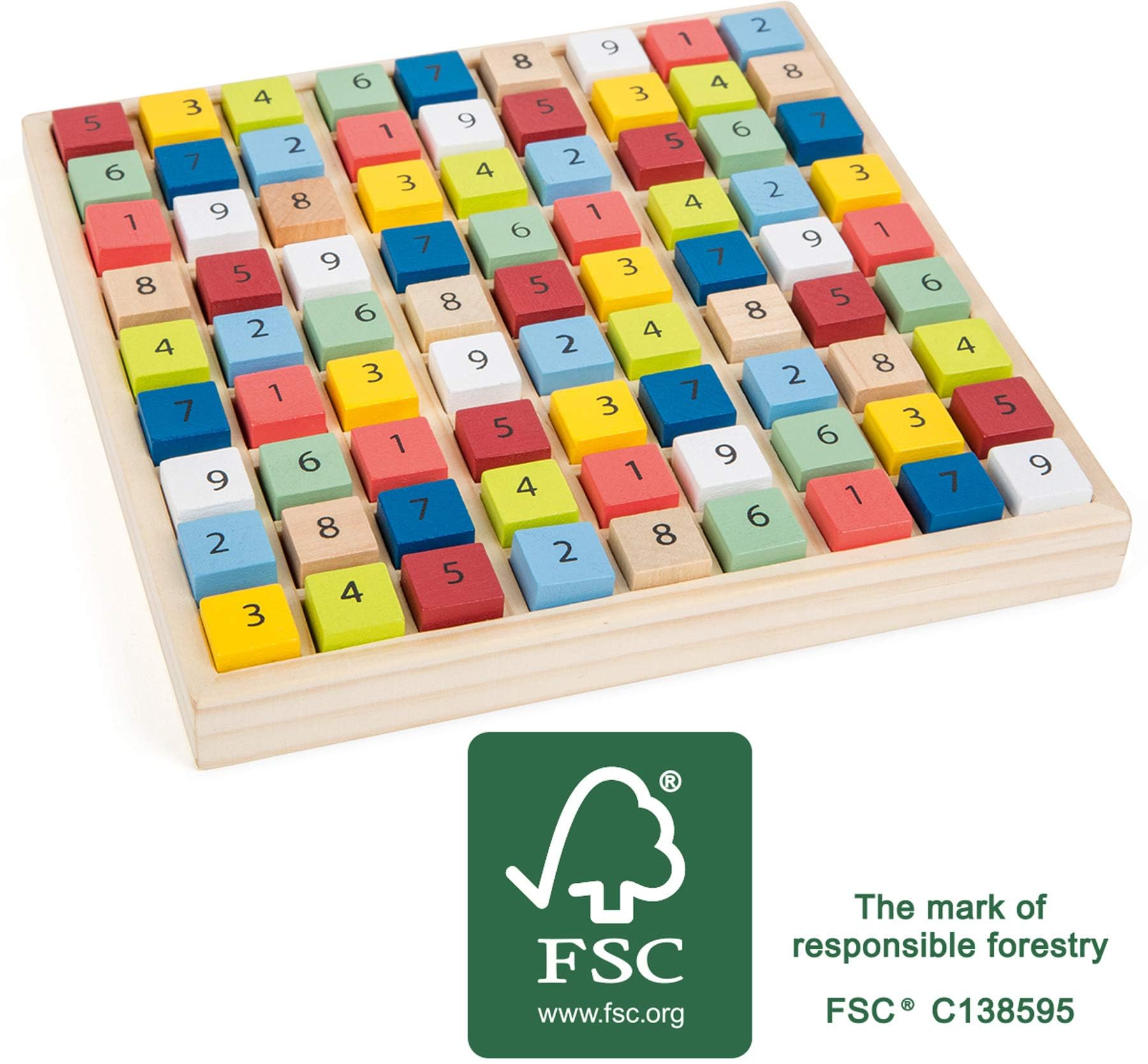 Sudoku Educate de Madera con Coloridos Cubos numéricos, Entrena la comprensión de los números.