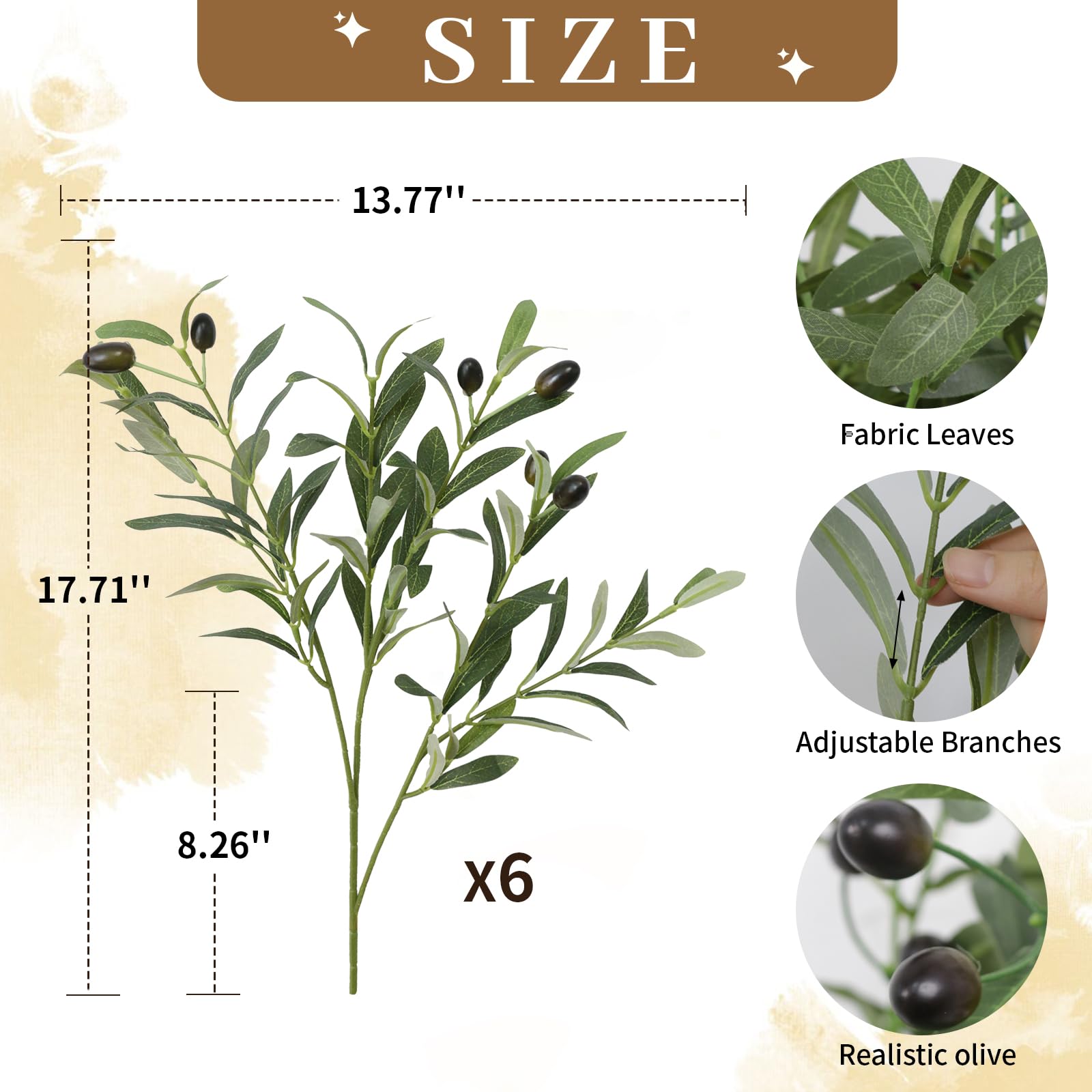 Leftover 6PCS 18Inch Faux Olive Branches for Vase,Artificial Olive Tree Branches,Fake Plants,Greenery Stems,Eucalyptus Stems,Green Leaves for Centerpieces Decoration,Home Decor,Coffee Table Decor