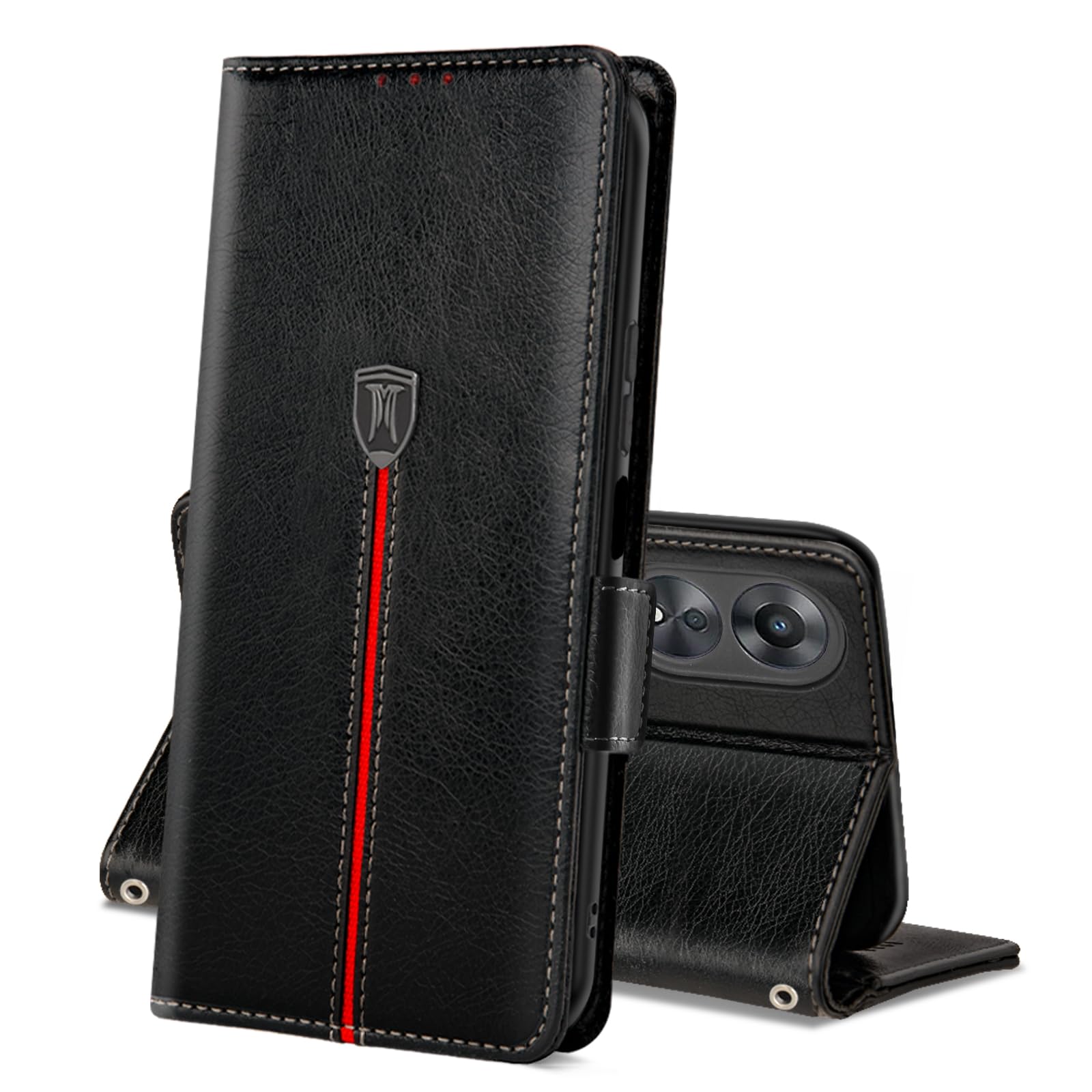 Cover per Oppo A38/OPPO A18 4G, Custodia Flip Pelle Portafoglio, Magnetica Libro Slot Schede Cover per Oppo A38 4G, Silicone TPU Bumper Wallet Supporto Antiurto Case Per OPPO A18 4G Nero