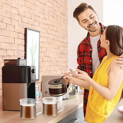 Miniatura 7 de Leinuosen Jarra de leche de vidrio pequeña de 18.6 fl oz, jarra de leche de vidrio, té y café, crema de medición creativa