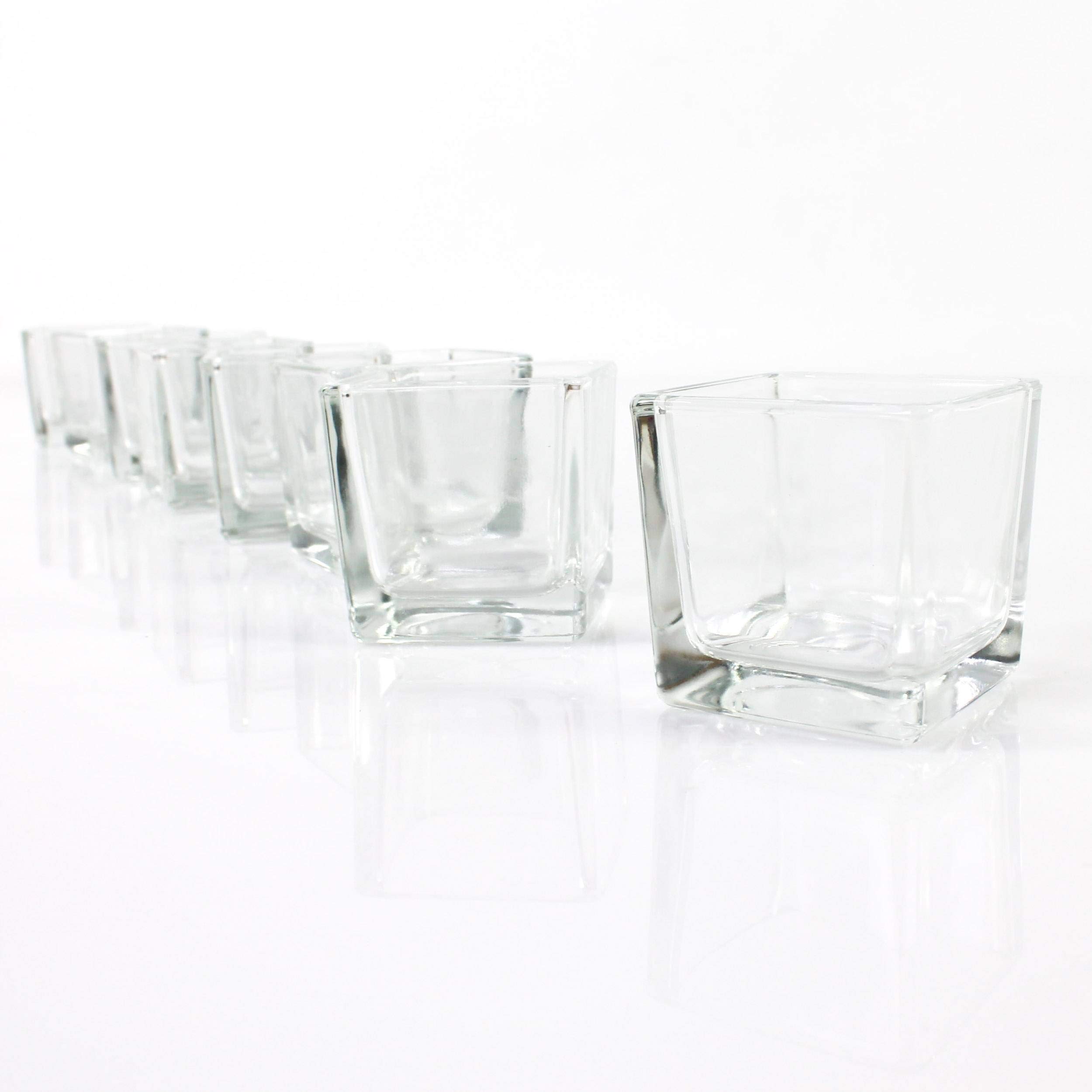 INNA-Glas 8 x Piccolo portacandela/Bicchiere cubico Kim, Trasparente, 6x6x6cm - Set portacandela/Bicchieri Decorativi