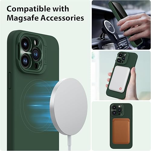 Miniatura 9 de Nillkin CamShield - Funda para iPhone 15 Pro con soporte para cámara, funda de silicona líquida compatible con MagSafe, funda magnética sedosa para