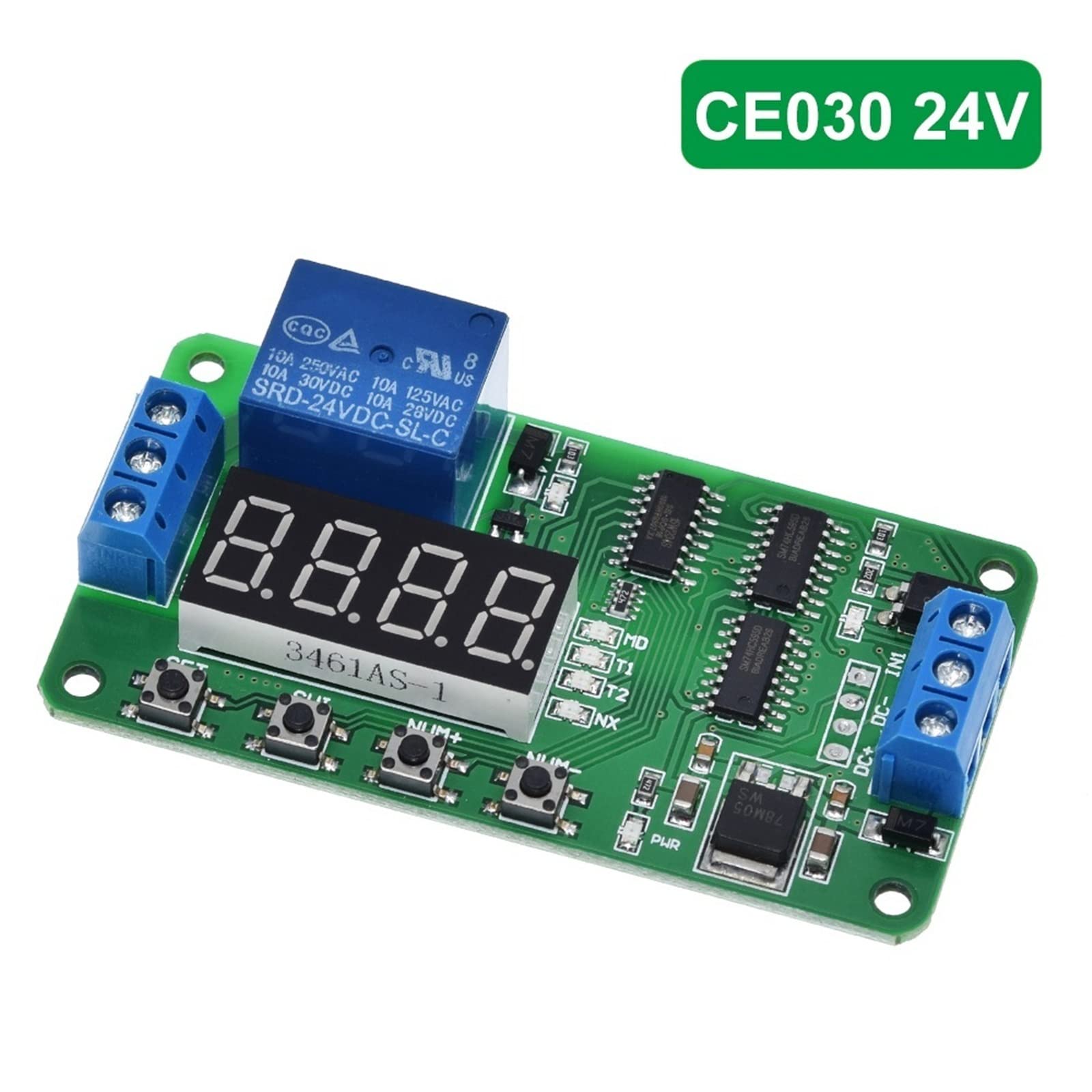 Parti e ricambi TZT CE030 DC 5V 12V 24V Multifunzione Relè Ritardo Interruttore Orario Accensione/Spegnimento Modulo PLC (Size : CE030 24V)