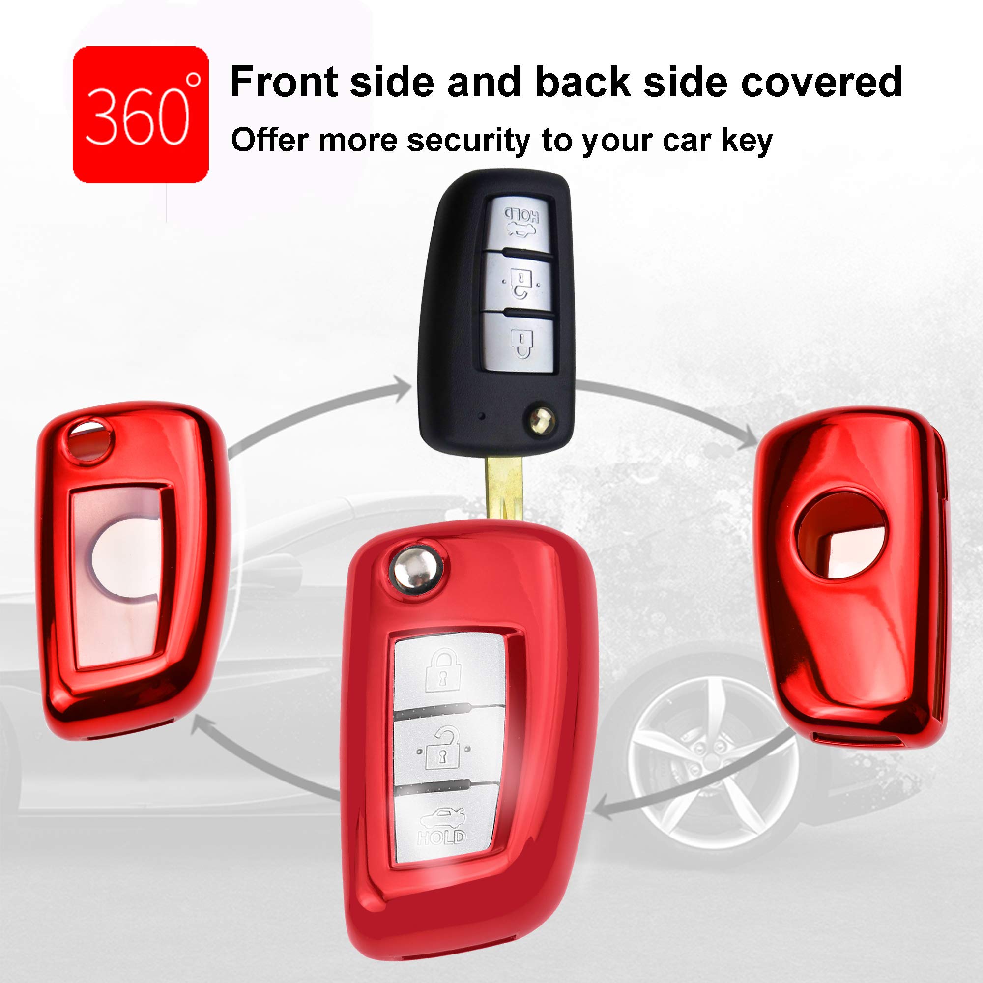 Housse Clé Voiture Nissan KASER - Coque Silicone TPU - Protection Télécommande Keyless - Bleu