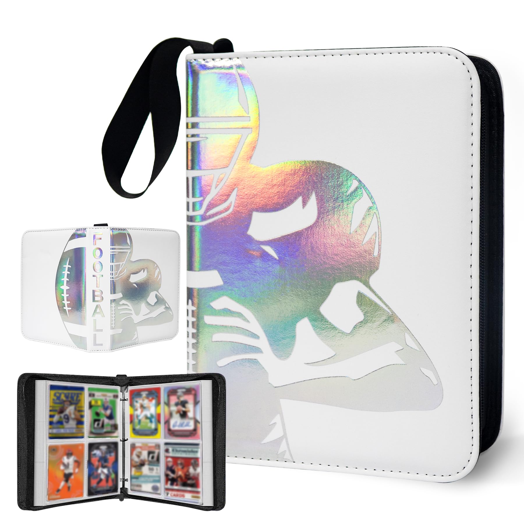 400 Pockets Football Card Binder, Laser Silver Hot Stamping Cover,RX33