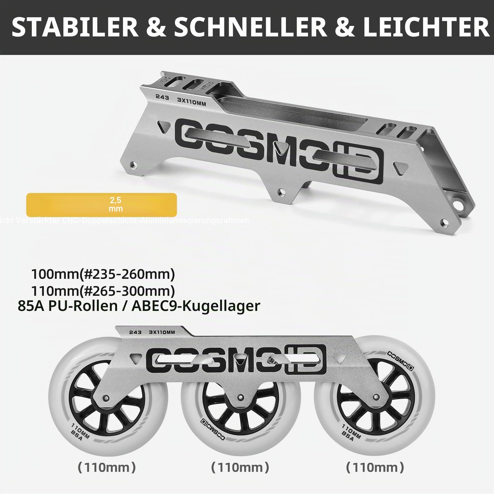 Roller Skate Blades Erwachsene Männlich Weiblich, Professionelle 3 Wheel Inline Skates für Frauen Männer,Größe 38-46,Professionelle Fitness Roller Skates Blades für Unisex