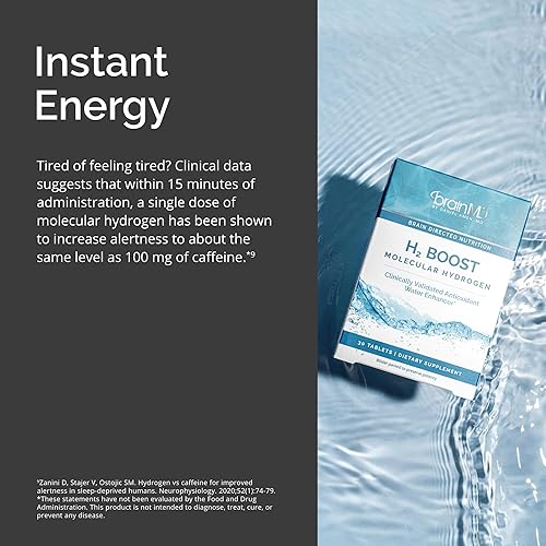 Miniatura 5 de BRAINMD H2 Boost Molecular Hydrogen - 30 tabletas - Potenciador antioxidante del agua - Vegano, sin gluten - 30 porciones
