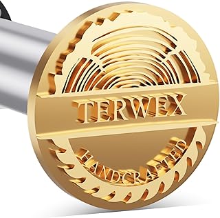 Terwex Personalized Wood Branding Iron, Custom Logo Branding Iron for Leather Steak Food, Make Your Own Design Metal Logo Stamp, Reusable Brass Burning Letter Stamps, Handmade Gift Wood Burning Tool
