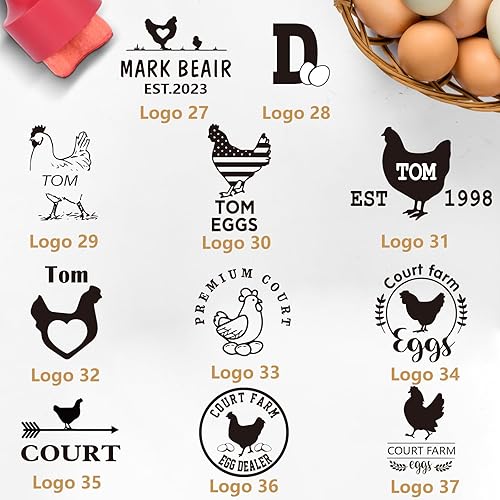 Miniatura 7 de Sellos de huevos para huevos frescos, sello de huevo personalizado con almohadilla de tinta, sello de huevo de goma, diseños únicos para marca de
