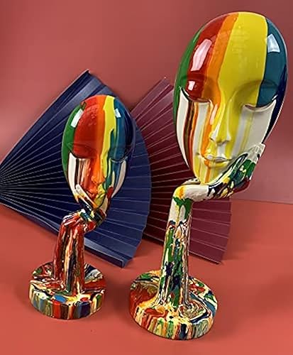 Miniatura 6 de suruim Estatua de arte femenino simple y creativa, colorida, pensadora, escultura de personaje abstracto, manualidades, adorno para el hogar,