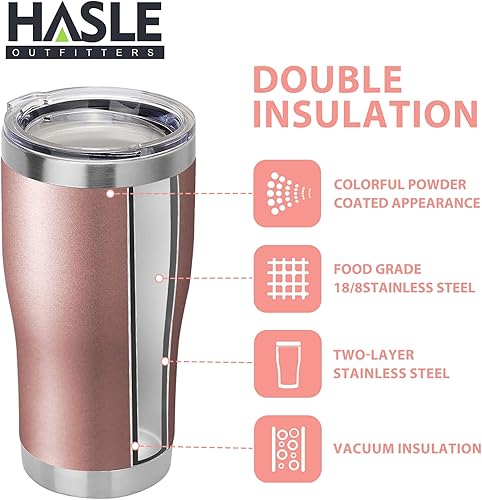 Miniatura 7 de Hasle Outfitters Vasos aislados de acero inoxidable reutilizables de 20 onzas, vasos de viaje con tapa para café, de doble pared al vacío, vaso