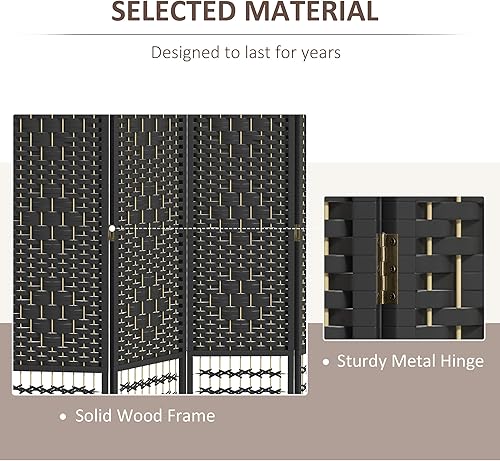 Miniatura 4 de HOMCOM Divisor de habitación de 6 paneles, pantalla de privacidad plegable, separador de habitación de 5.6 pies, divisor de pared de división