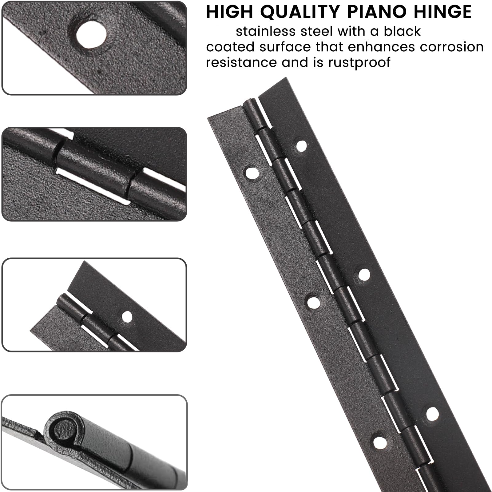 Bisagras De Piano De Acero Inoxidable 304, 12 Pulgadas (300 Mm) - Pack De 2 Con Tornillos Incluidos, Alta Resistencia Para Puertas Y Muebles
