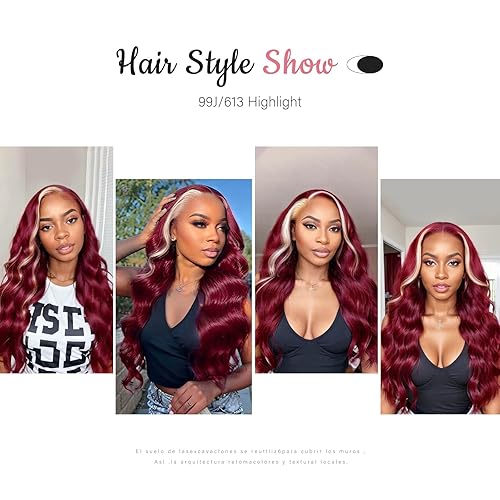 Miniatura 5 de HANASCC Pelucas de cabello humano con encaje frontal transparente HD de 13 x 6 pulgadas, densidad del 250 %, pelucas de cabello humano prearrancado