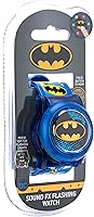 Vista 8 de Accutime Batman DC Comics - Reloj digital para niños, luces LCD intermitentes, apertura abatible, reloj musical, banda de plástico azul, Logo Cara