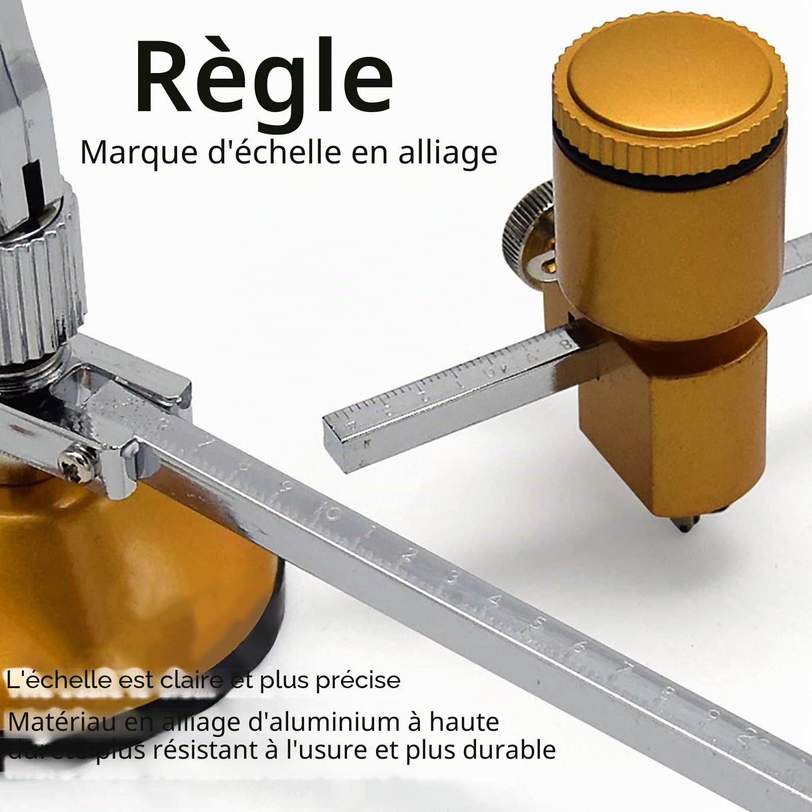 WANGCL Coupe-trou circulaire pour verre de 600 mm - Pour couper des cercles - Réglable - Avec échelle de diamant